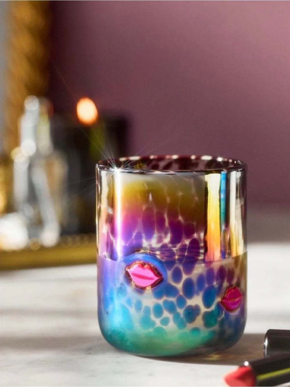 Anthropologie Marquee Icon Juice Glass Red Lips